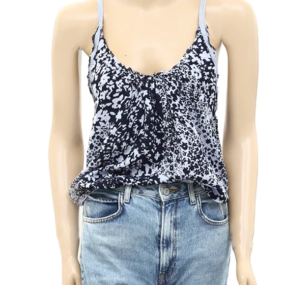 Free People Intimately Be Kind Bodysuit Top Crisscross Floral Flower Large Blu - Picture 5 of 5